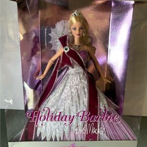 Bob Mackie Holiday Barbie Doll in Burgundy and White
